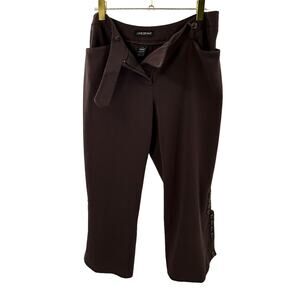 Lane Bryant Women’s Brown Flat Front Stretch Cropped Capri Pants‎ Size 14